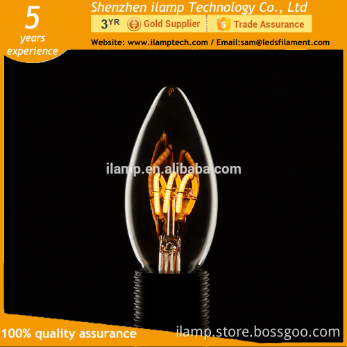 2017 hot sale High Quality C35 Flexible LED Canlde Bulb Warm White 2W Dimmable LED Curved Filament Bulb